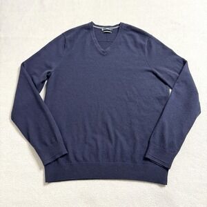 Vince Sweater Mens Large Navy Cashmere‎ V Neck Luxury Soft Minimalist